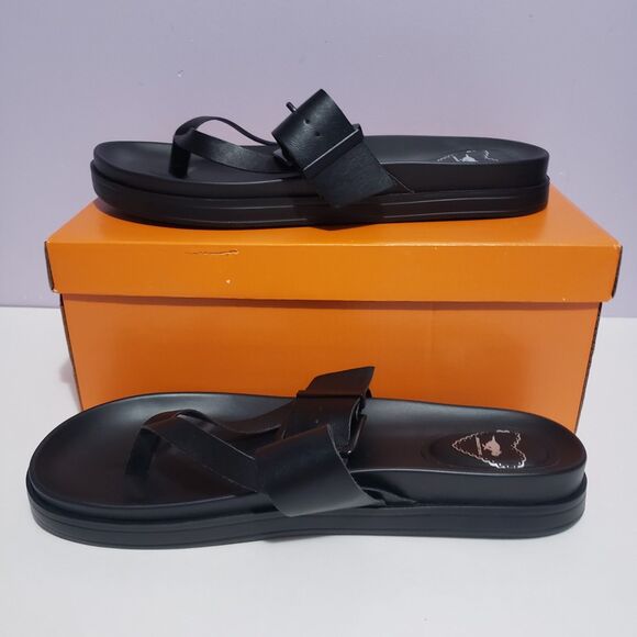 Rocket Dog NWT Black Faux Leather Adjustable Sandals Women's Sz 10M - Picture 3 of 11